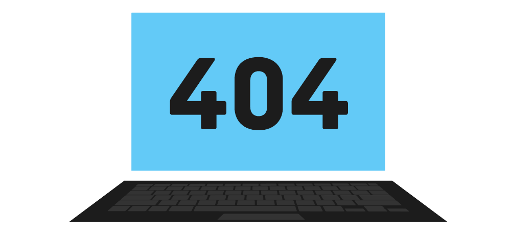 Imagem de um computador com erro 404 escrito na tela